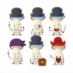 Cartoon character of king trumpet with various pirates emoticons