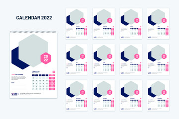 New year wall, desk, table calendar 2022