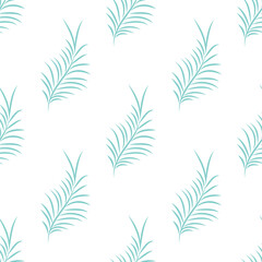 Green palm leaves on a white background. Exotic tropical botanic seamless pattern. Illustration