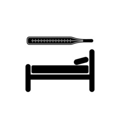 Sick icon. Hospital bed icon isolated on white background