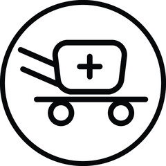 Simple Shopping Cart Icon Line isolated on White Background. Flat Vector Illustration Usable for Web and Mobile Apps. Shopping Trolley Vector Icon Design Template Element.