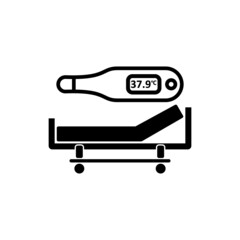 Sick icon. Hospital bed icon isolated on white background