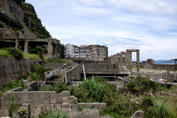 View of Gunkanjima, near Nagasaki, Japan