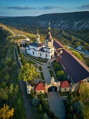 Old Orhei Monastery in Moldova Republic. Aerial view