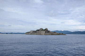 View of Gunkanjima, near Nagasaki, Japan