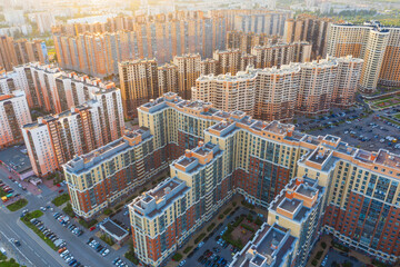 Obraz premium Modern city ,aerial view of urban forest buildings.