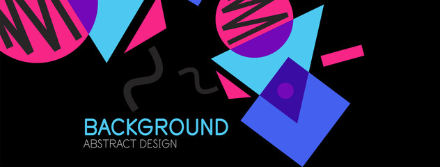 Abstract background. Blocks, lines, triangles, circles composition. Techno or business concept for wallpaper, banner, background, landing page