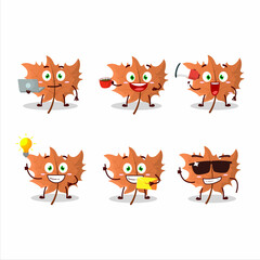 Fototapeta premium Maple Leaf cartoon character with various types of business emoticons