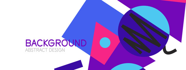 Abstract background. Blocks, lines, triangles, circles composition. Techno or business concept for wallpaper, banner, background, landing page