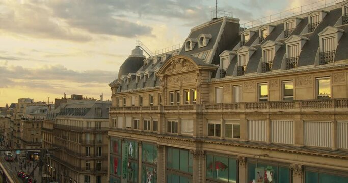 Old And Historic Buildings From A Balcony During Sunset In Paris, France. - wide shot