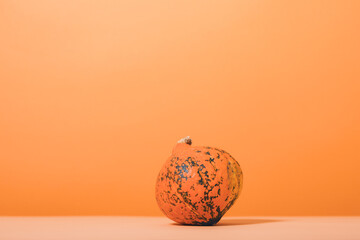 Hokkaido pumpkin on orange background