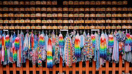 Obraz premium Japan tourism Asia Temple offering prayer origami crane