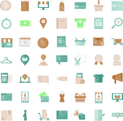 Commerce and business color flat icon collection set