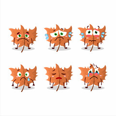 Maple Leaf cartoon in character with sad expression