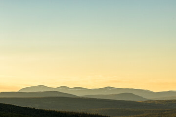 Mountain Silhouettes In dawn light in the north