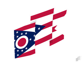 Ohio flag in an abstract ripped design. Modern design of the Ohio flag.