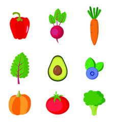 set of vegetables and fruits illustration