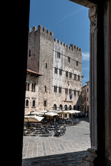 town square of Massa Marittima, a medieval town in the province of Grosseto of Southern Tuscany,...