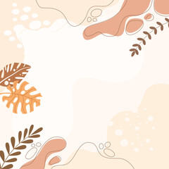 Design banner frame background with beautiful. background for design. Colorful background with tropical plants. Place for your text.