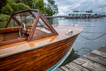 old wooden motor boat