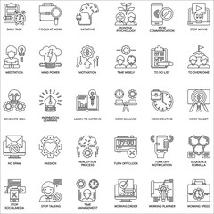 Oultine Concentration elements flat collection icons set
