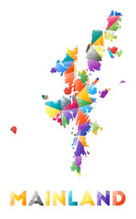 Mainland - colorful low poly island shape. Multicolor geometric triangles. Modern trendy design. Vector illustration.