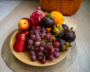 Fresh fruits. Assorted colourful tropical fruits. clean and healthy eating