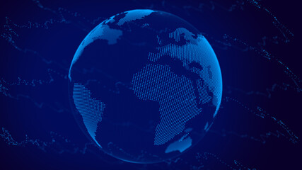 Global network connection. 3d rendering. abstract technology blue background. 3D planet Earth. Internet and business