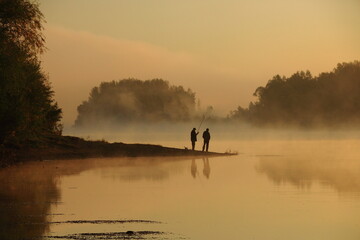 Obraz na płótnie Canvas Siberian fishing in the morning