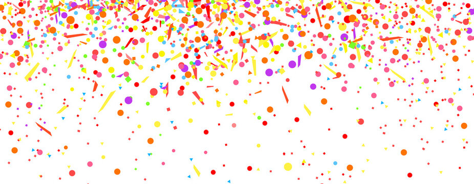 Explosion on white. Background with confetti. Pattern for design with glitters. Print for banners, posters, t-shirts and textiles. Greeting cards