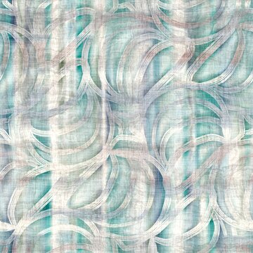 Seamless pastel batik pattern swatch for print with abstract hand drawn motifs. High quality illustration. Sophisticated streaky texture that resembles traditional asian fabric painting techniques. 