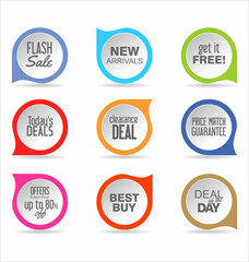 Collection of different shapes stickers price tag