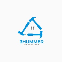 Real Estate and construction logo design with hummer concept for business