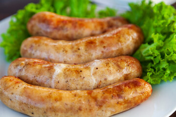 The Munich sausages with fries and sauce