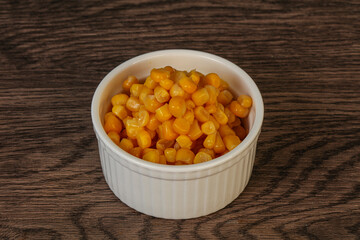 Sweet corn seeds in the bowl