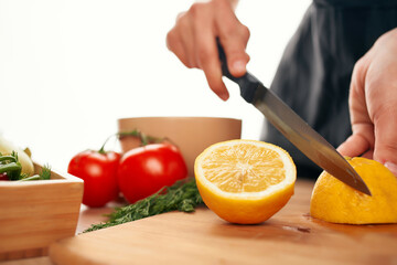 lemon slicing cutting board salad ingredient healthy food vitamins