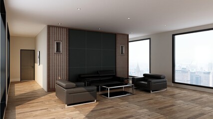 office lobby waiting room 3d render the realistic design