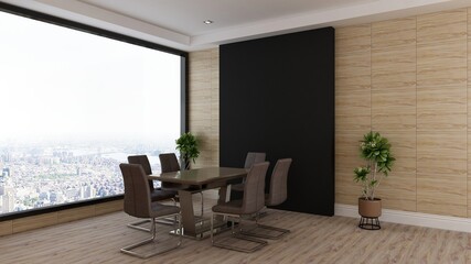 wall mockup in the office meeting room