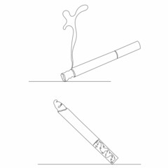 Fototapeta premium one line drawing cigarette sketch vector