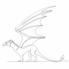 one line drawing dragon sketch vector