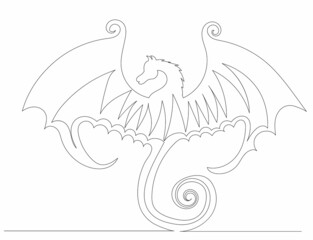 one line drawing dragon sketch