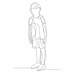 one line drawing child isolated vector