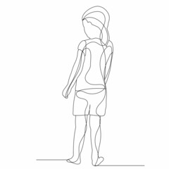 one line drawing child isolated, sketch vector