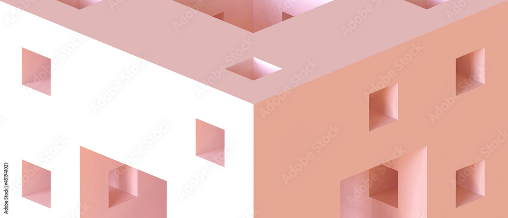 Poster abstract architecture background and futuristic business concepts design on orange. website , banner