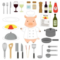 豚のコックさんのイラスト