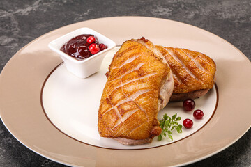 Roasted duck breast with sauce