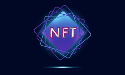 Fototapeta premium NFT non-fungible token. Non-fungible token text design background.Technology abstract.Futuristic vector.NFT concept