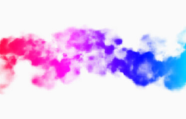Halftone smoke effect. Vector abstract background with flowing colorful dots .