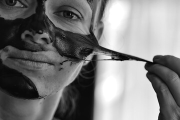 self, home skin pore cleaning black charcoal mask, spa skin female face