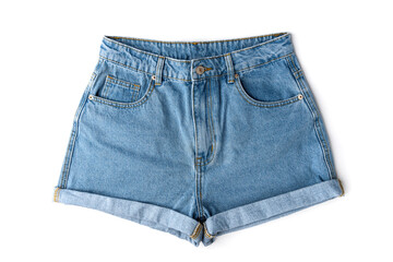 Denim shorts isolated on white background.